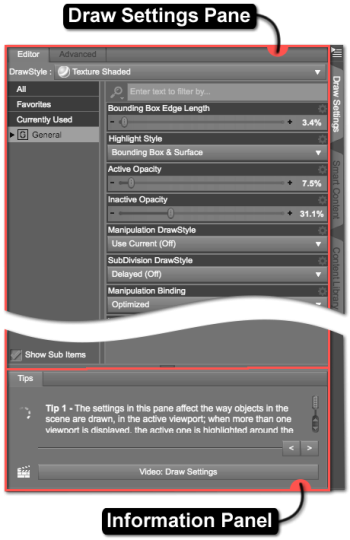 Draw Settings Pane